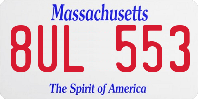 MA license plate 8UL553