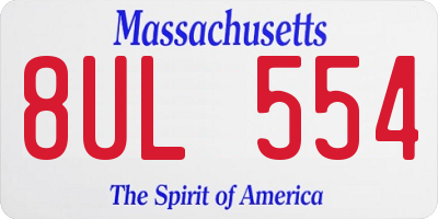 MA license plate 8UL554