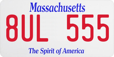 MA license plate 8UL555