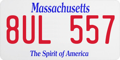 MA license plate 8UL557