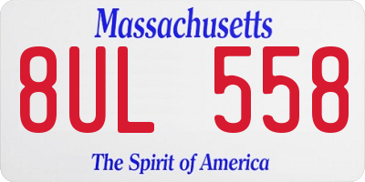 MA license plate 8UL558