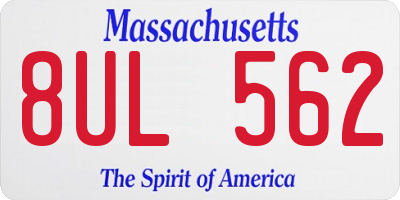 MA license plate 8UL562