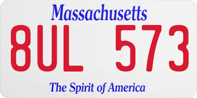 MA license plate 8UL573