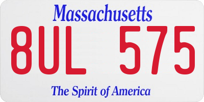 MA license plate 8UL575