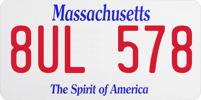 MA license plate 8UL578
