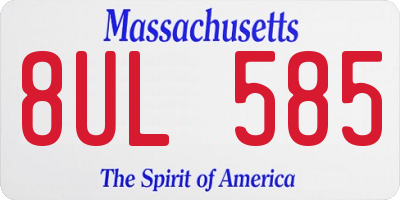 MA license plate 8UL585