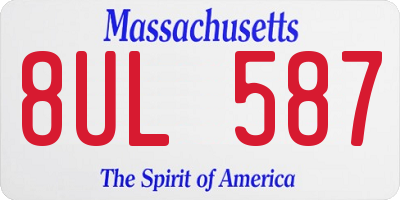 MA license plate 8UL587