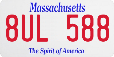 MA license plate 8UL588