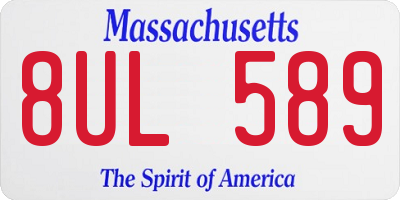 MA license plate 8UL589