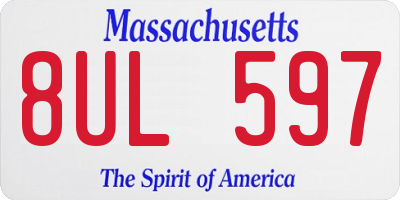 MA license plate 8UL597