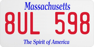 MA license plate 8UL598