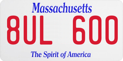 MA license plate 8UL600