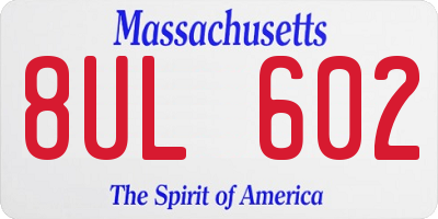 MA license plate 8UL602