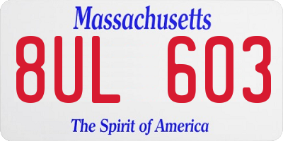 MA license plate 8UL603