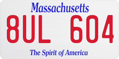 MA license plate 8UL604