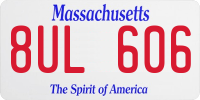 MA license plate 8UL606
