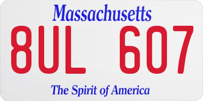 MA license plate 8UL607