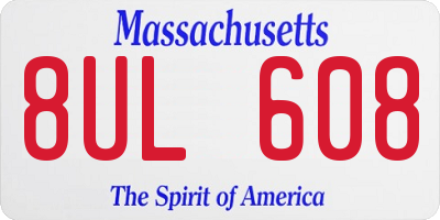 MA license plate 8UL608