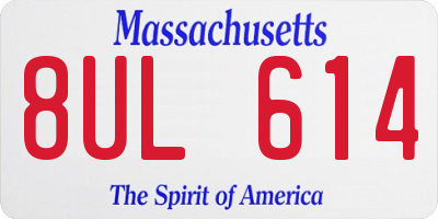 MA license plate 8UL614