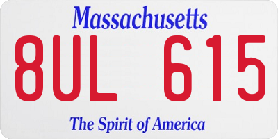 MA license plate 8UL615