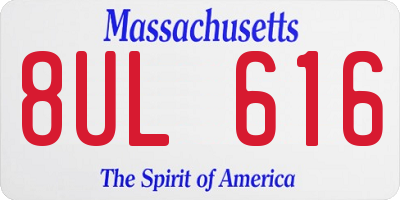 MA license plate 8UL616