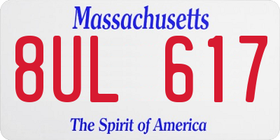 MA license plate 8UL617