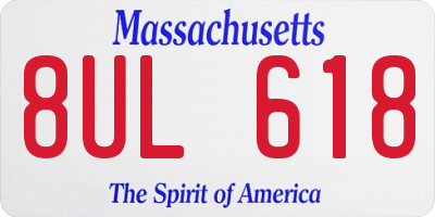 MA license plate 8UL618