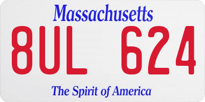 MA license plate 8UL624
