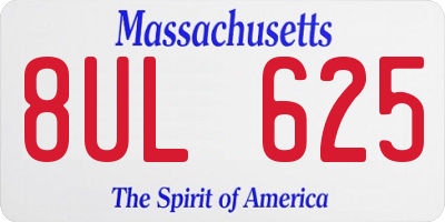 MA license plate 8UL625