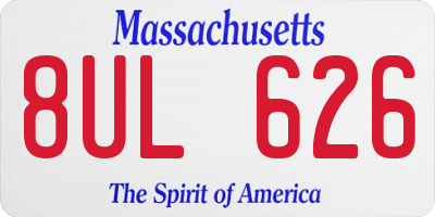 MA license plate 8UL626