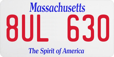 MA license plate 8UL630