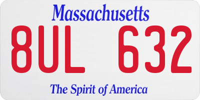 MA license plate 8UL632