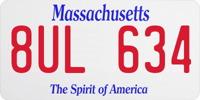 MA license plate 8UL634
