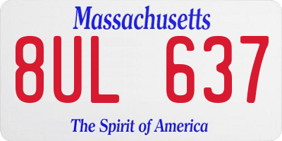 MA license plate 8UL637