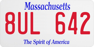 MA license plate 8UL642
