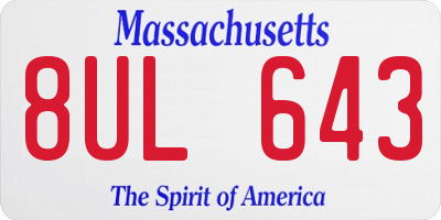 MA license plate 8UL643