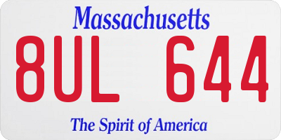 MA license plate 8UL644