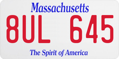 MA license plate 8UL645
