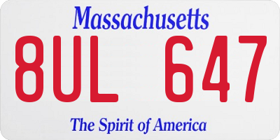MA license plate 8UL647