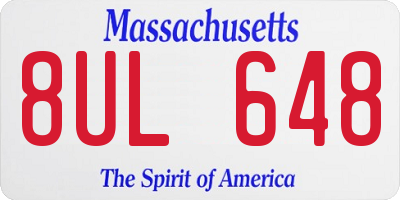 MA license plate 8UL648