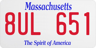 MA license plate 8UL651