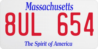 MA license plate 8UL654