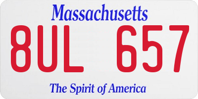 MA license plate 8UL657