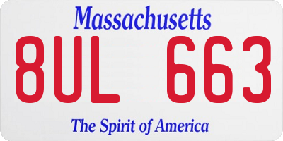 MA license plate 8UL663