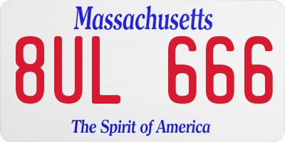 MA license plate 8UL666