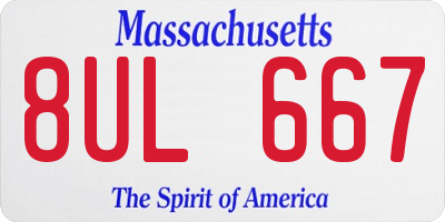 MA license plate 8UL667