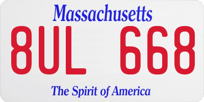 MA license plate 8UL668