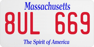 MA license plate 8UL669