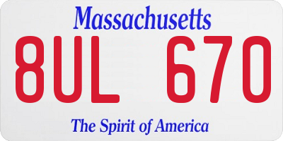 MA license plate 8UL670