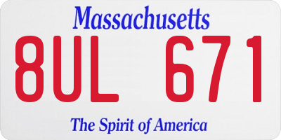 MA license plate 8UL671